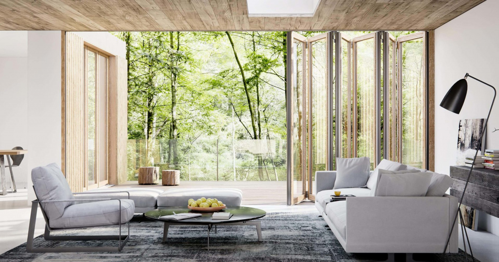 Стеклянные складные  двери Woodline Solarlux