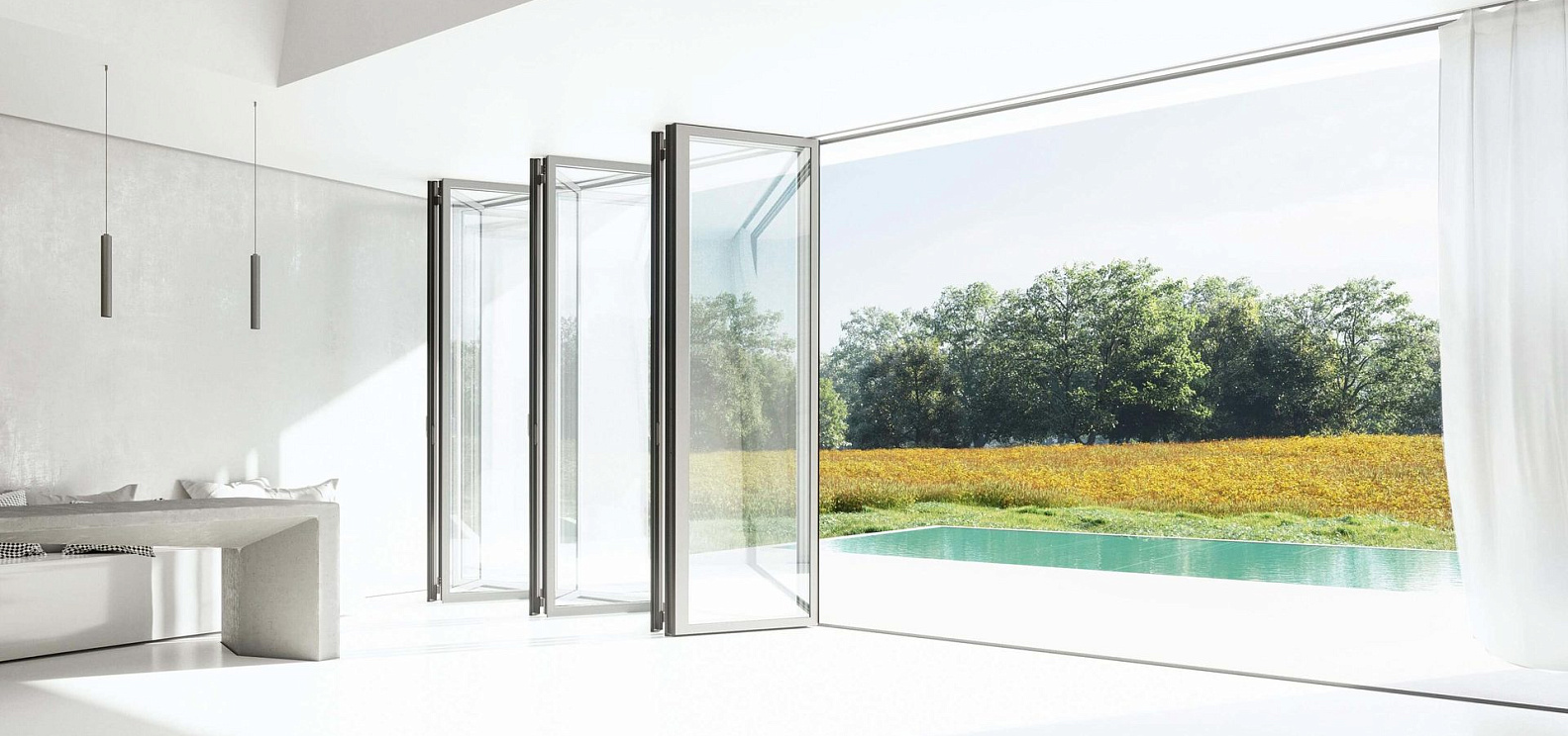 Стеклянные складные  двери Ecoline Solarlux